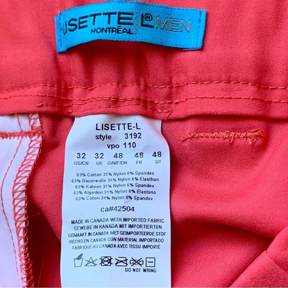 Lisette Golf Pants Men Size 32x34 Red Pull On Performance Wear Made in Canada - Picture 9 of 11